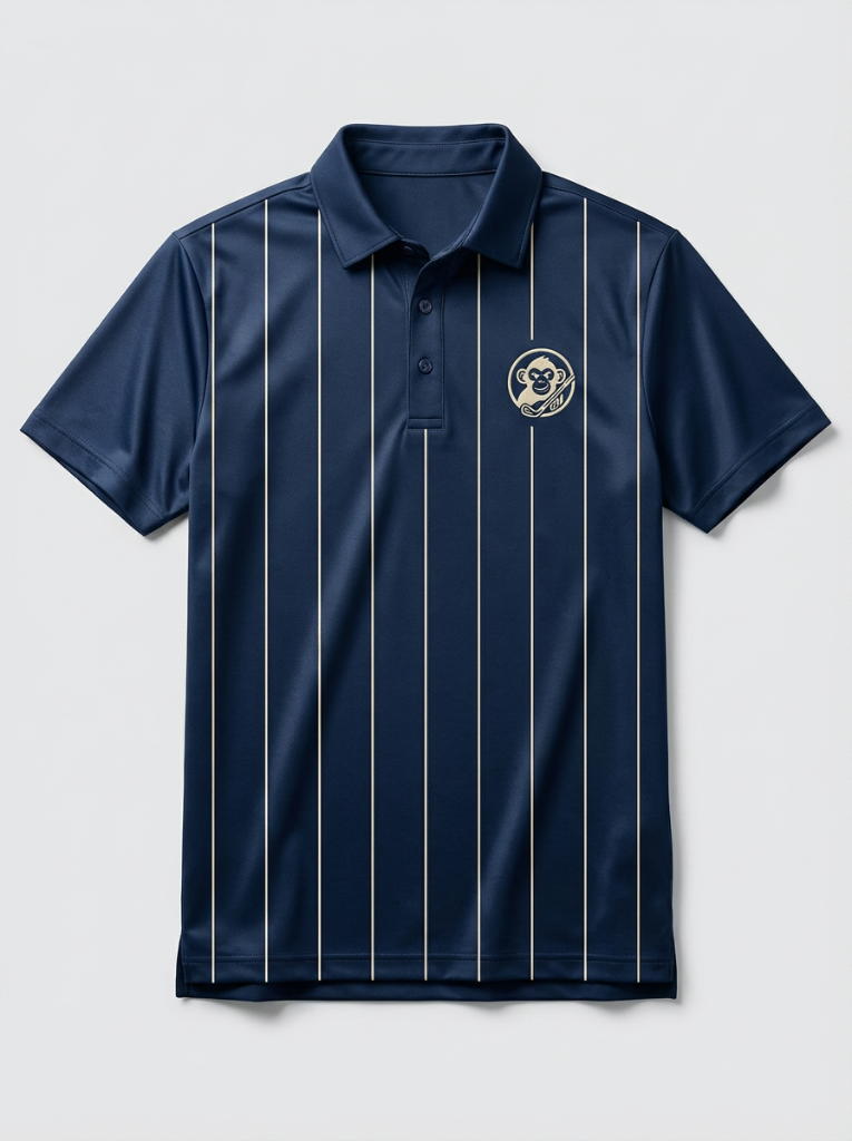Navy Pinstripe Performance Polo
