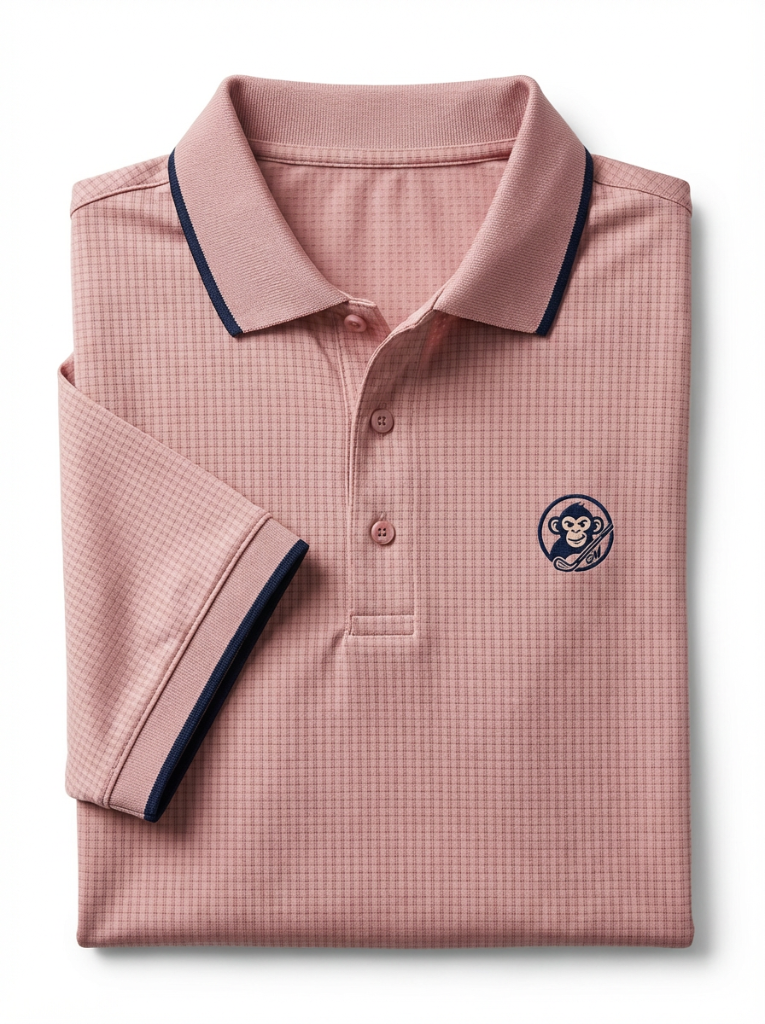 Pink Grid Performance Polo